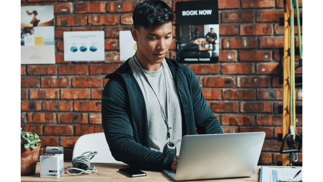man working on laptop