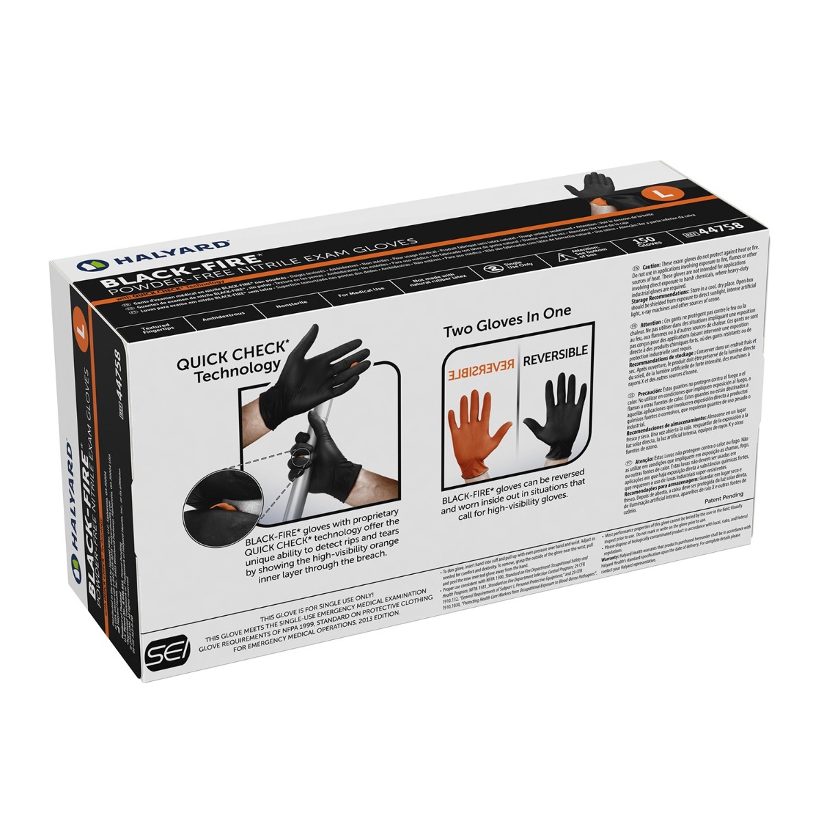 Halyard Black-Fire Powder-Free Nitrile Exam Gloves no packaging