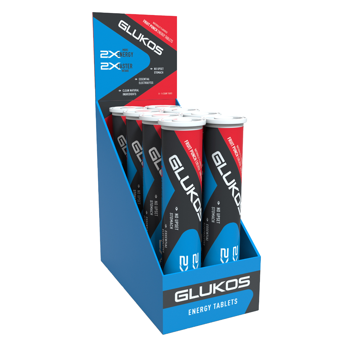 Glukos Chewable Energy Tablet, Fruit Punch - 8 Tubes of 14 Chews