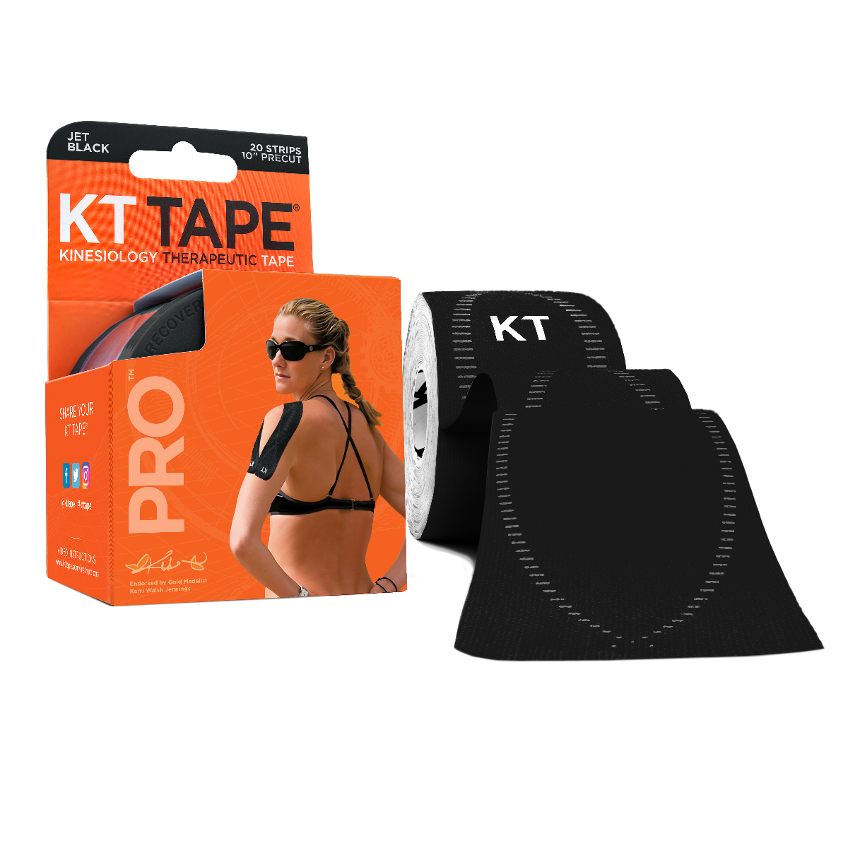 KT Tape Pro Pre-cut 10" Strips - 20 per Roll - Laser Blue