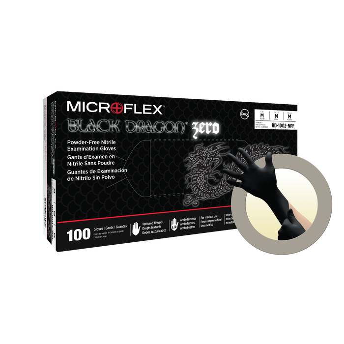 Microflex Black Dragon Zero Nitrile PF Exam Gloves | Secure Grip Microflex Black Dragon Zero Nitrile PF Exam Gloves | Secure Grip