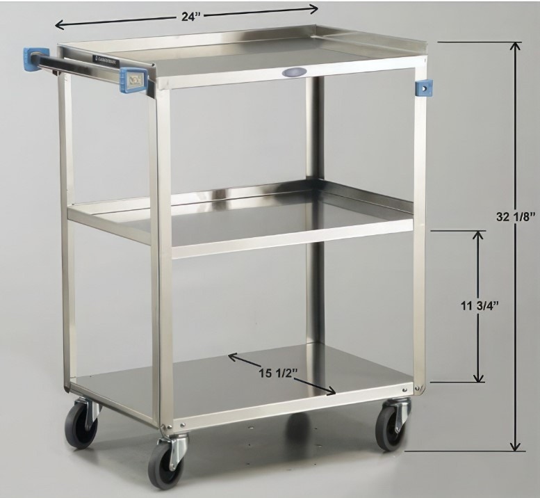 Lakeside Stainless Steel Utility Cart  full view