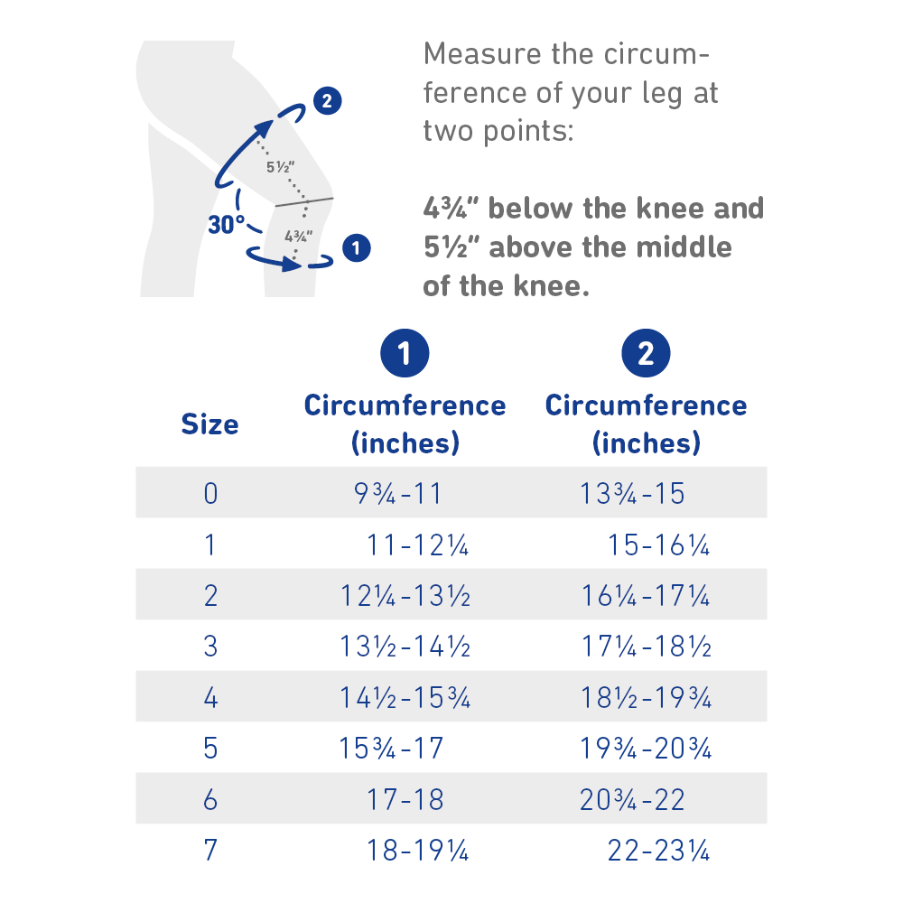 Bauerfeind Compression Size Chart