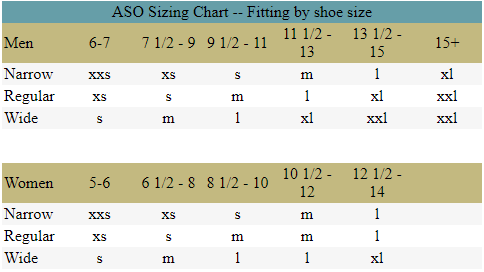 Aso Ankle Brace Size Chart